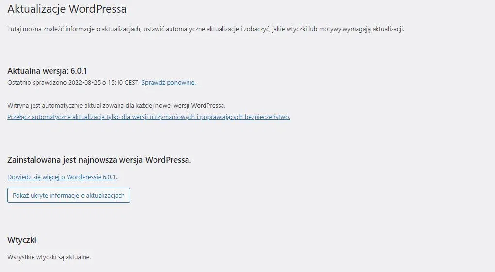 aktualizacja WordPressa