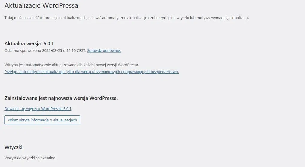 aktualizacja WordPressa