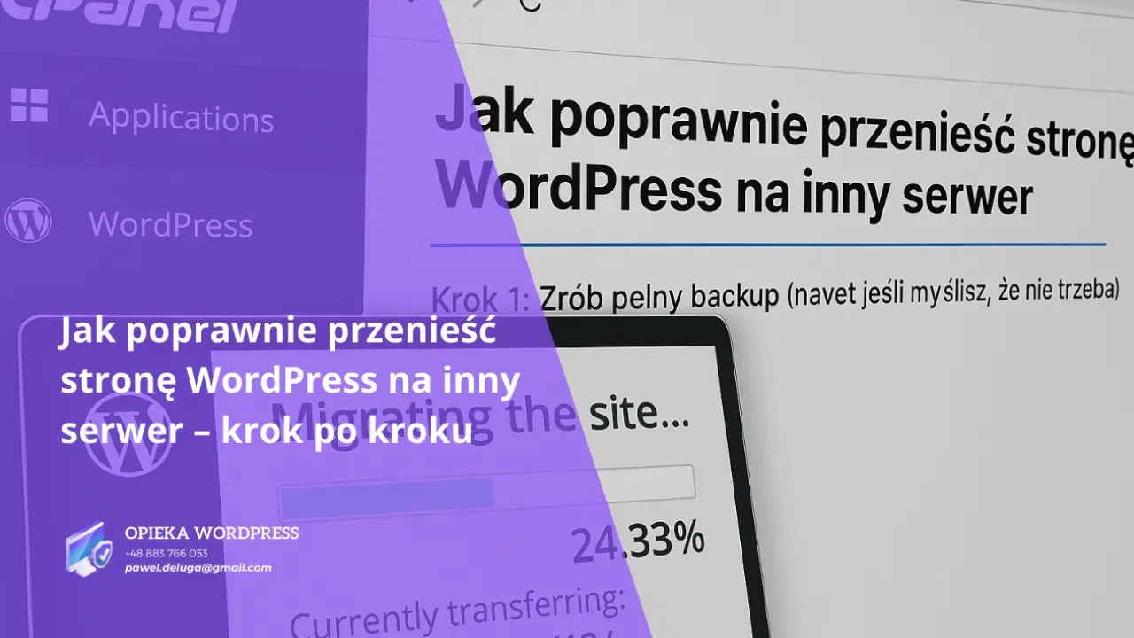 Przenoszenie strony WordPress na nowy serwer – ekran z wtyczką migracyjną