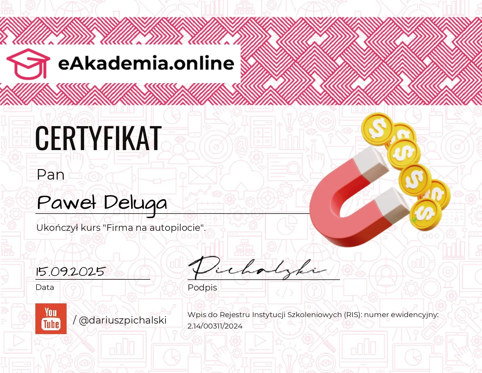 Certyfikat Firma na autopilocie