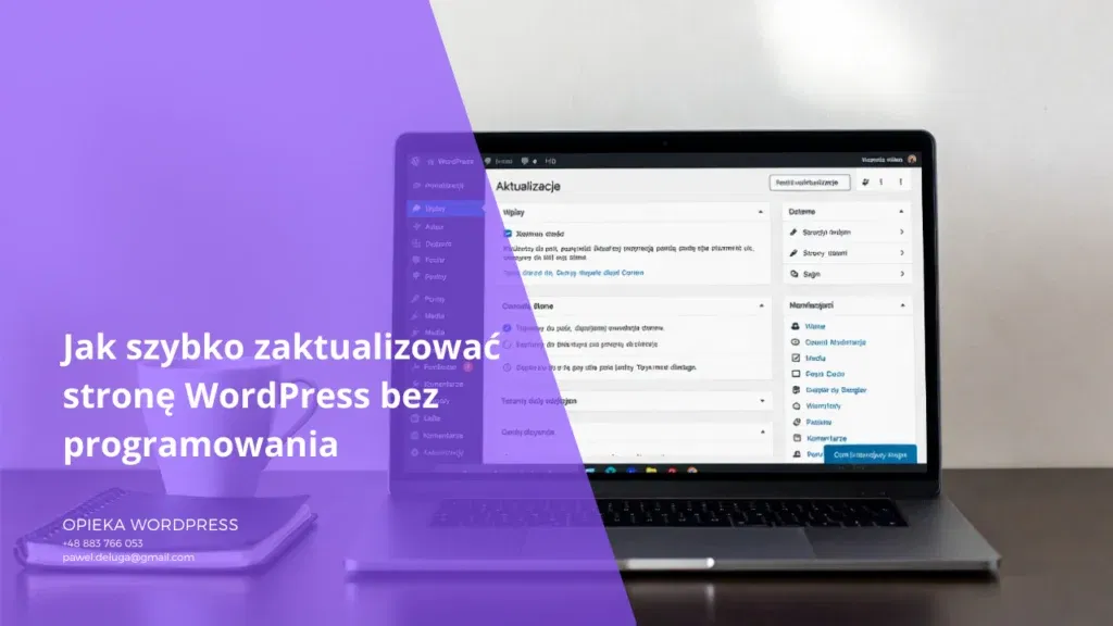 Ekran panelu WordPress z widocznymi aktualizacjami wtyczek i motywu