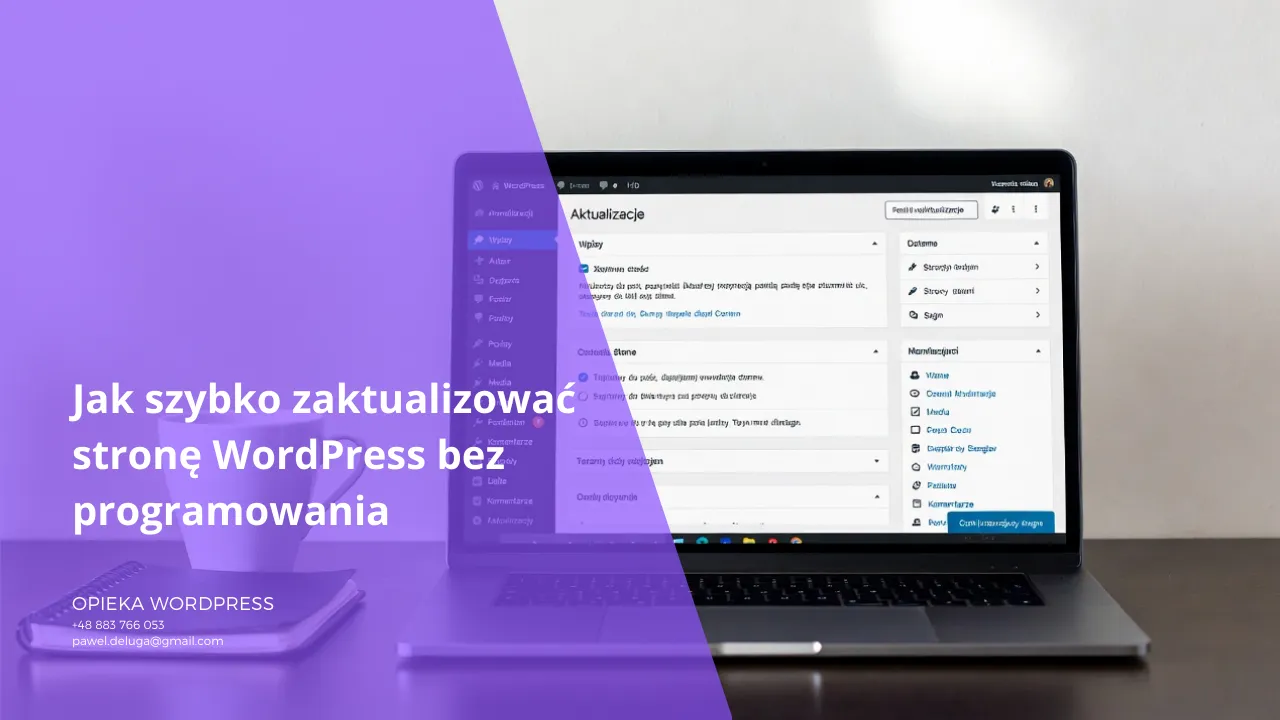 Ekran panelu WordPress z widocznymi aktualizacjami wtyczek i motywu