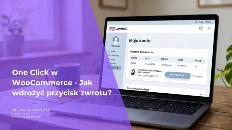Panel klienta WooCommerce z widocznym przyciskiem zwrotu towaru jednym kliknięciem