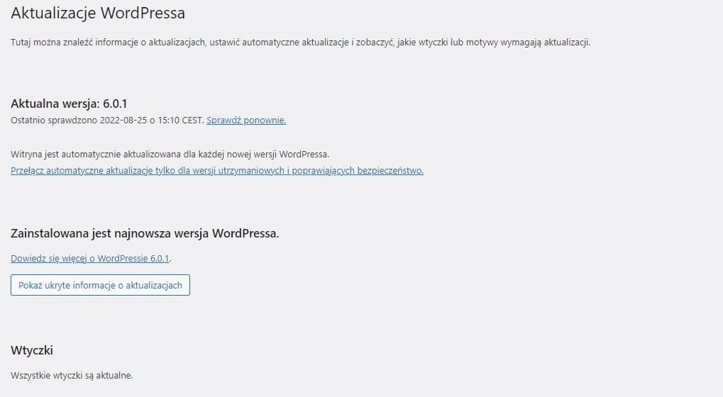 aktualizacja WordPressa